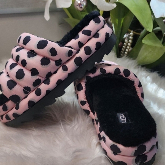 UGG Womens Maxi Slide Cheetah Print Pink Scallop size8 new - Picture 7 of 10